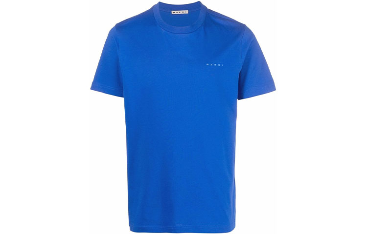 MARNI SS22  Logo Print Blue Short Sleeve T-Shirt. HUMU0170X1-UTCZ57-00B55