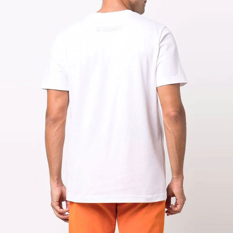 Purchase MARNI SS22 ストライプ レタープリント クルーネック ホワイト Tシャツ. HUMU0170P1-USCS78-LOW01