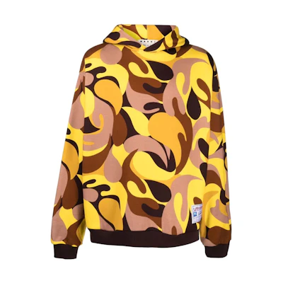 MARNI SS22 Beige Pullover Hoodie with Chest Logo and Color Block Design FUMU0097QXUTC02900W06