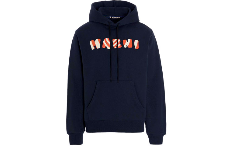 MARNI SS22 Blue Logo Cotton Crewneck Pullover Sweatshirt FUMU0074P1-USCS77-LOB99