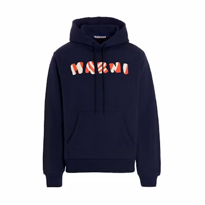 MARNI SS22 Blue Logo Cotton Crewneck Pullover Sweatshirt FUMU0074P1-USCS77-LOB99