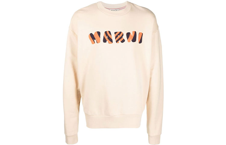 MARNI SS22 Navy Blue Logo Print Long-Sleeve Crewneck Sweatshirt FUMU0096QX-UTC029-00B99