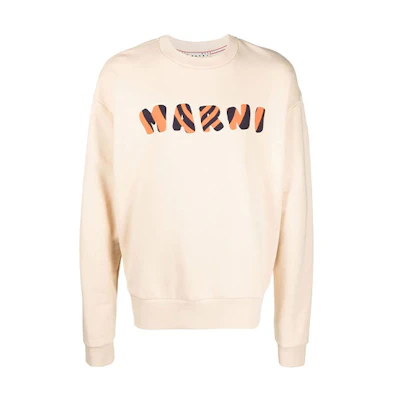 MARNI SS22 Navy Blue Logo Print Long-Sleeve Crewneck Sweatshirt FUMU0096QX-UTC029-00B99