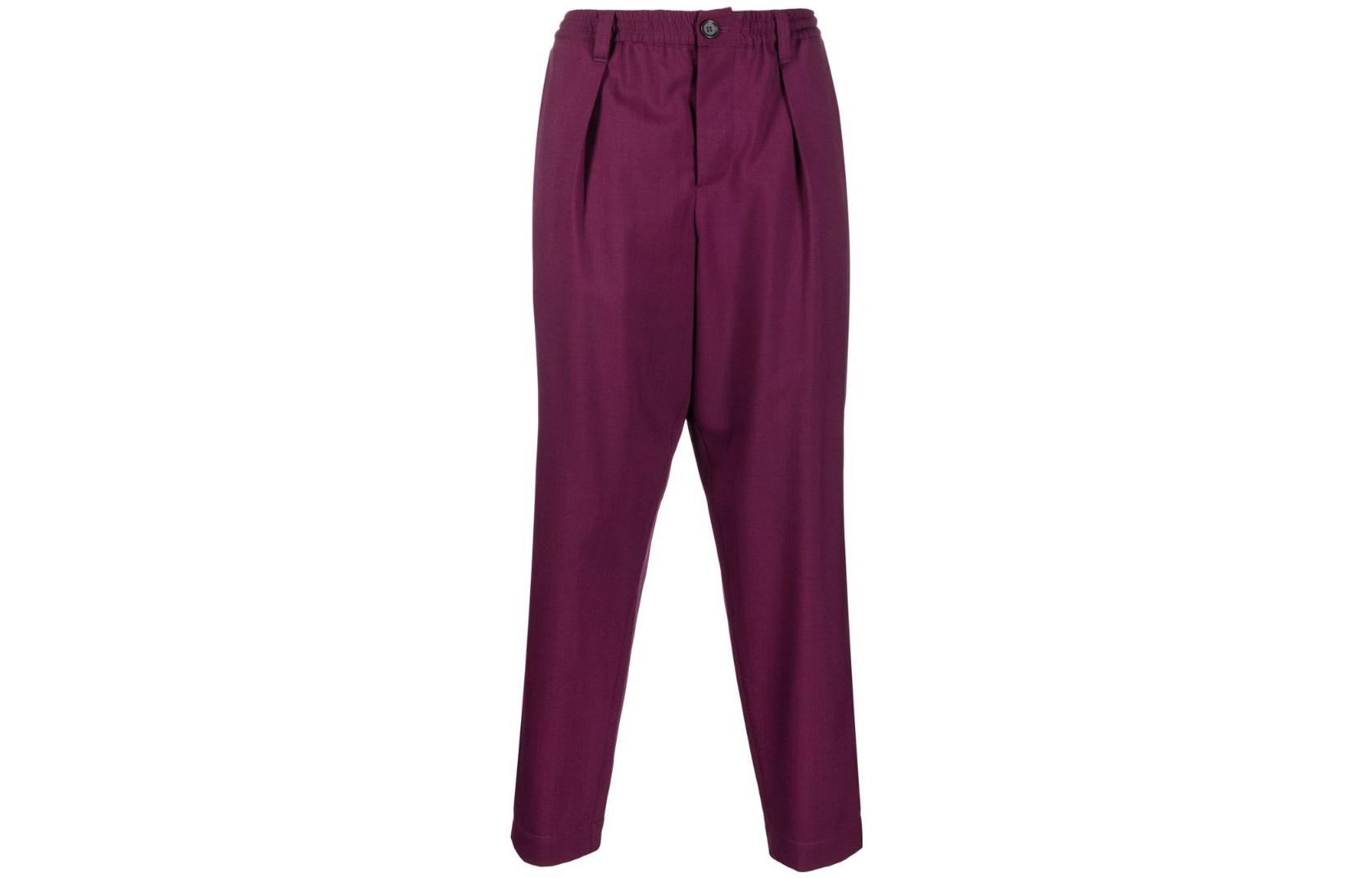 MARNI SS22 Solid Color Straight-Leg Ankle-Length Pants Purple  Casual. PUMU0017U1TW83900C62