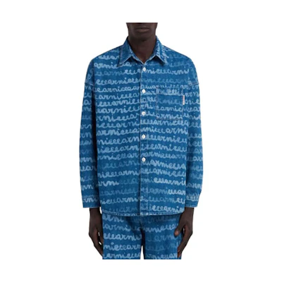 MARNI SS23 Blue Patterned Long-Sleeve Collared Shirt CUJU0061A0-USCU90-MMB60