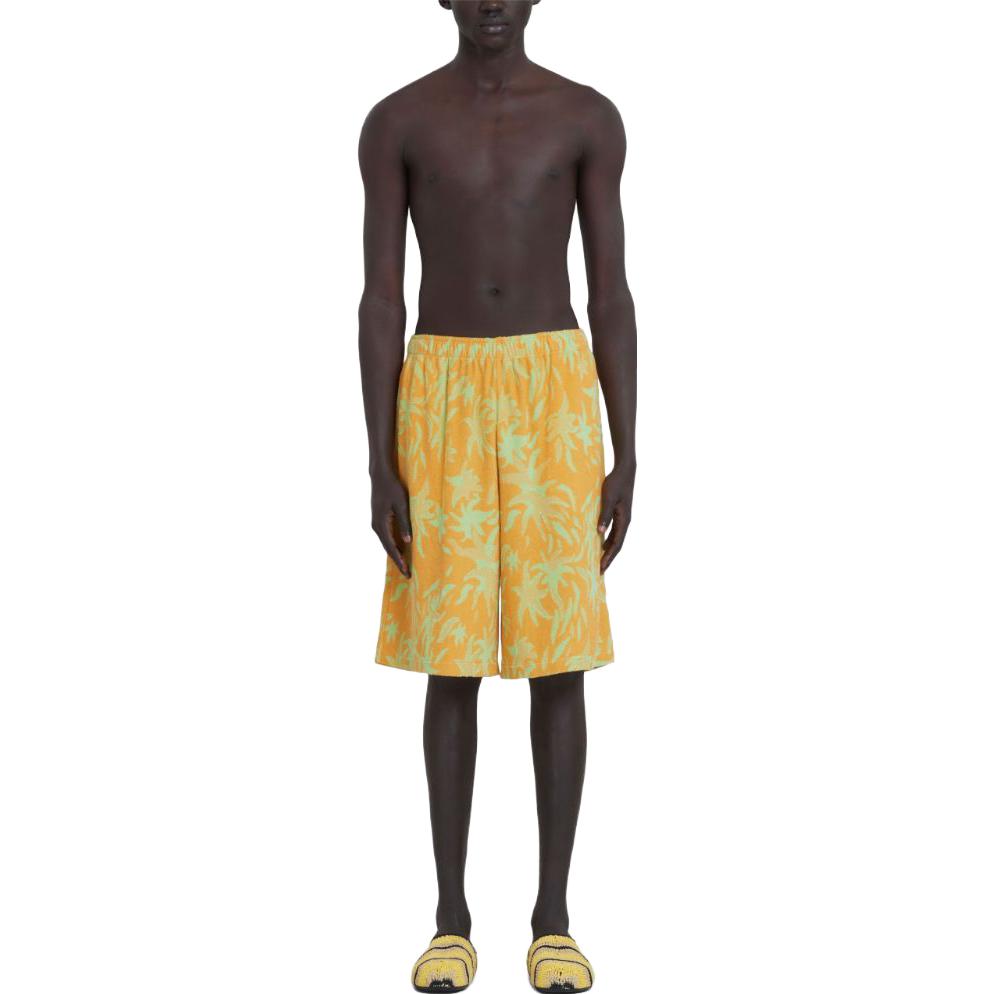 Lookbook MARNI SS23 彈性腰圍黃色色織紋短褲 PJMU0062A0-UTC249-JQR17