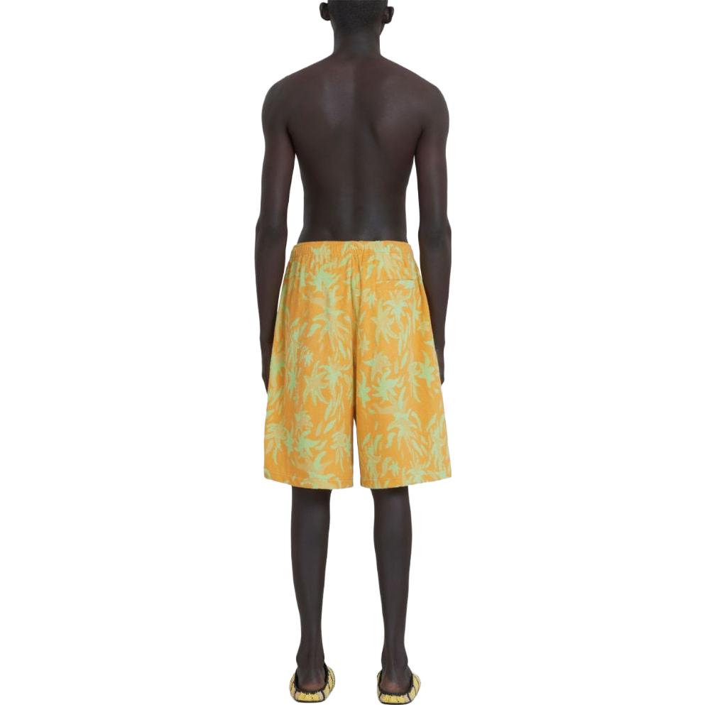 Shop MARNI SS23 彈性腰圍黃色色織紋短褲 PJMU0062A0-UTC249-JQR17