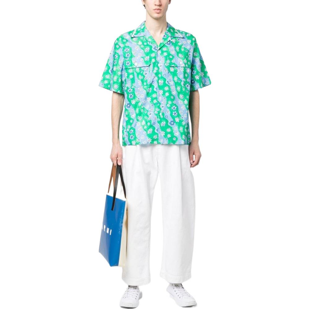 Lookbook MARNI SS23 グリーンフローラルプリント半袖ボタンアップシャツ CUMU0266A8-UTC234-SFV62