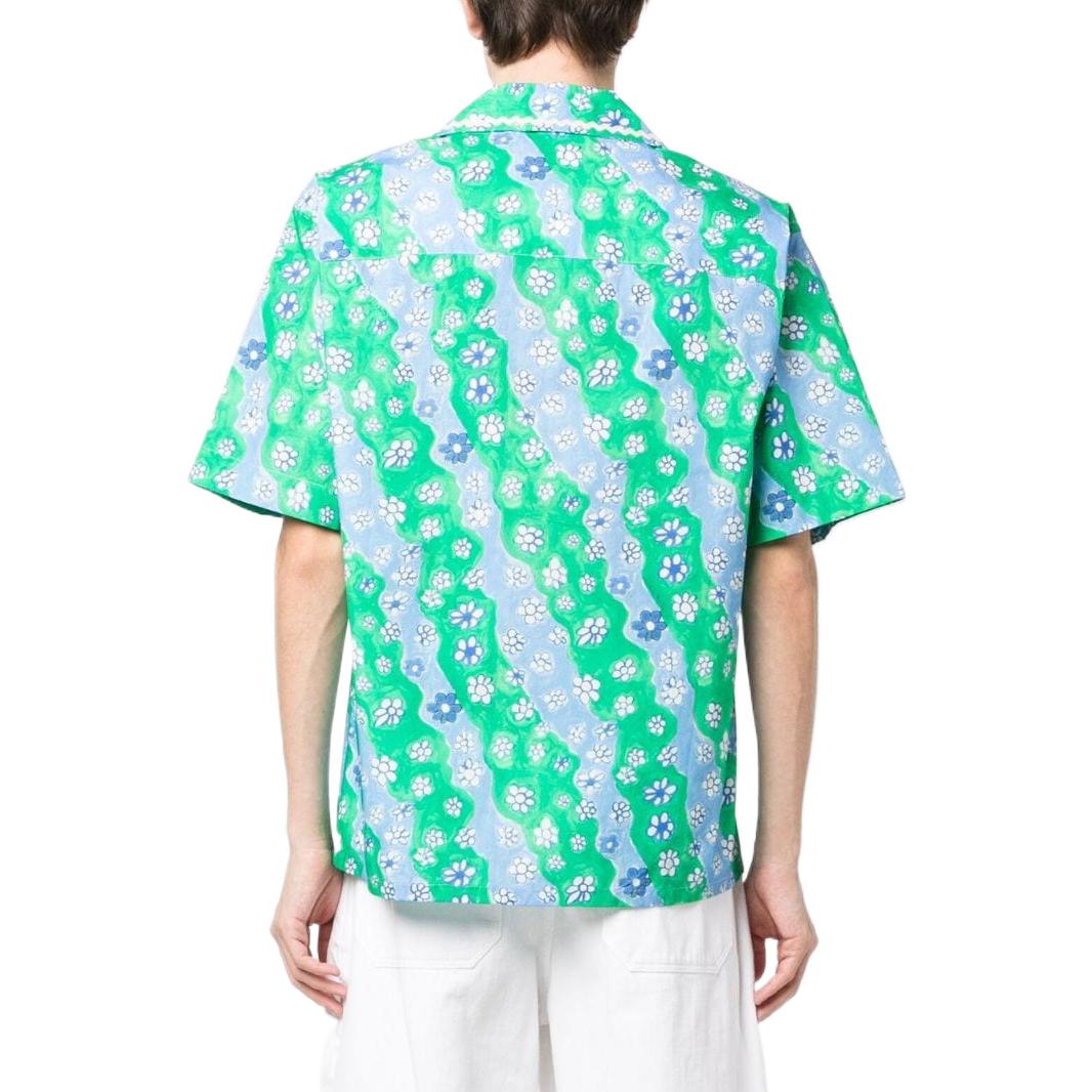 Shop MARNI SS23 グリーンフローラルプリント半袖ボタンアップシャツ CUMU0266A8-UTC234-SFV62