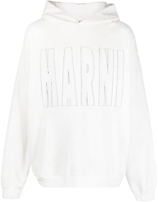 MARNI SS23 White Hoodie with Letter Logo Print Long-Sleeve Pullover. FUMU0067S3-UTC085-00W03 Order MARNI SS23 White Hoodie with Letter Logo Print Long-Sleeve Pullover. FUMU0067S3-UTC085-00W03