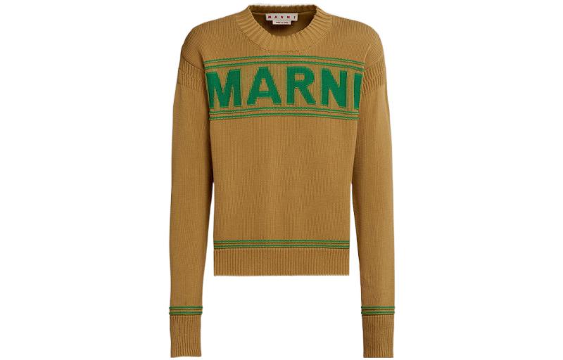 MARNI SS23  Yellow Crewneck Patchwork Knit Sweater GCMG0293Q0-UFC400-00V24