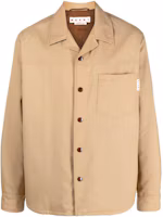 MARNI SS23 Beige Solid Logo Tag Snap-Button Shirt Jacket JUMU0133UWTW83900W75 MARNI SS23 Beige Solid Logo Tag Snap-Button Shirt Jacket JUMU0133UWTW83900W75
