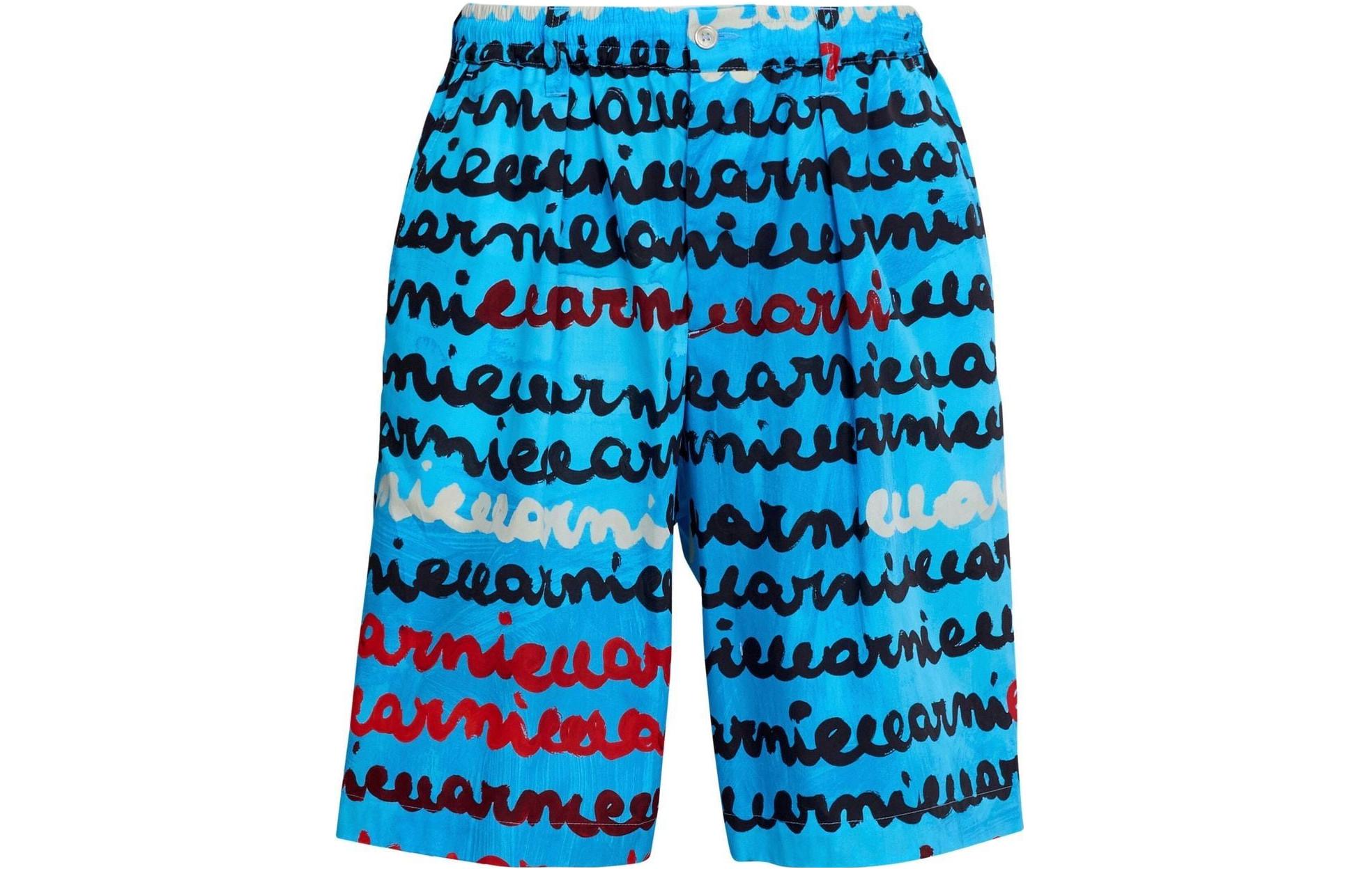 Order MARNI SS23 Seluar Pendek Santai Corak Biru Pinggang Elastik Lelaki. PUMU0049A2-UTC232-MAB38