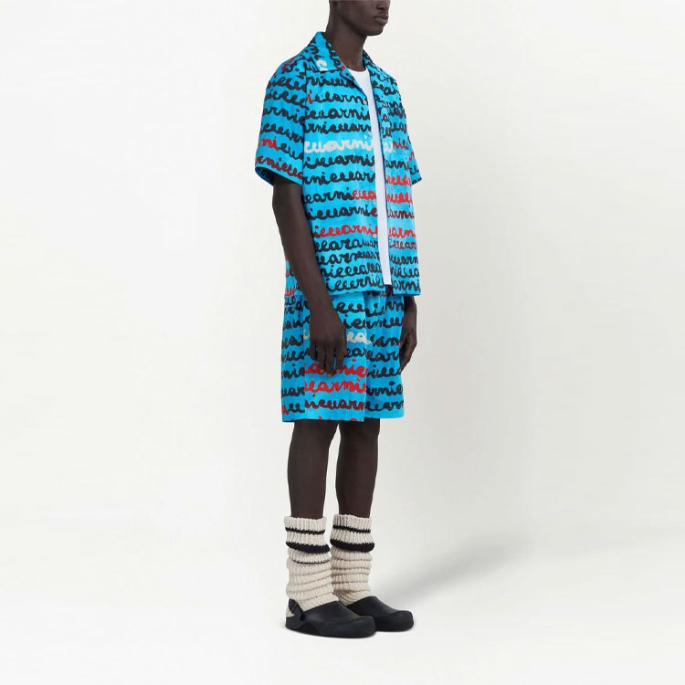 Purchase MARNI SS23 Seluar Pendek Santai Corak Biru Pinggang Elastik Lelaki. PUMU0049A2-UTC232-MAB38