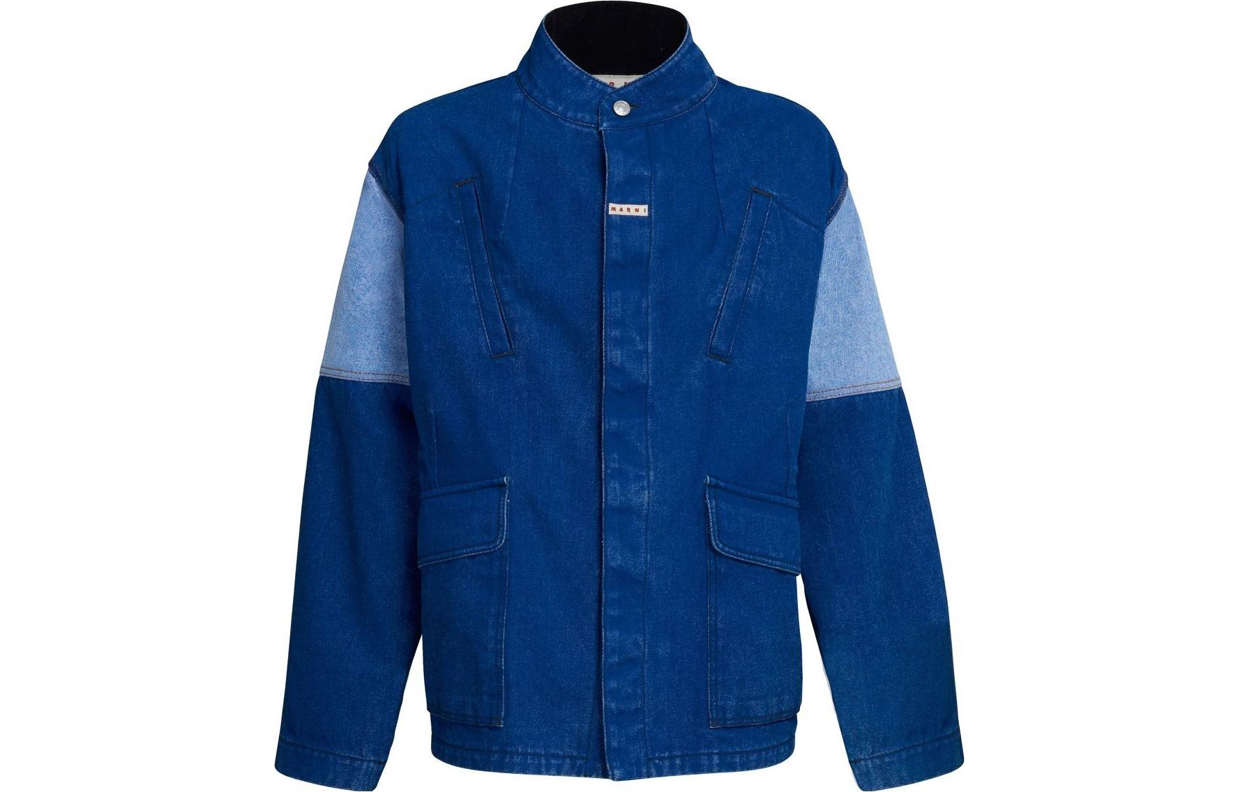 Order 마르니 SS23 컬러블록 스탠드 칼라 싱글브레스트 자켓 남성 블루 JUJU0035QX-USCU83-BDB60