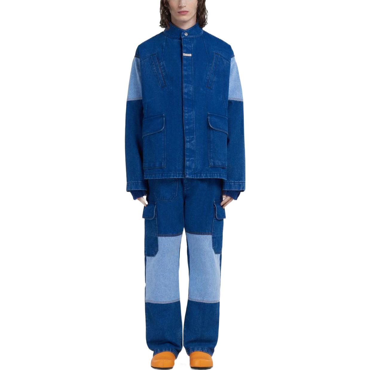 Lookbook 마르니 SS23 컬러블록 스탠드 칼라 싱글브레스트 자켓 남성 블루 JUJU0035QX-USCU83-BDB60