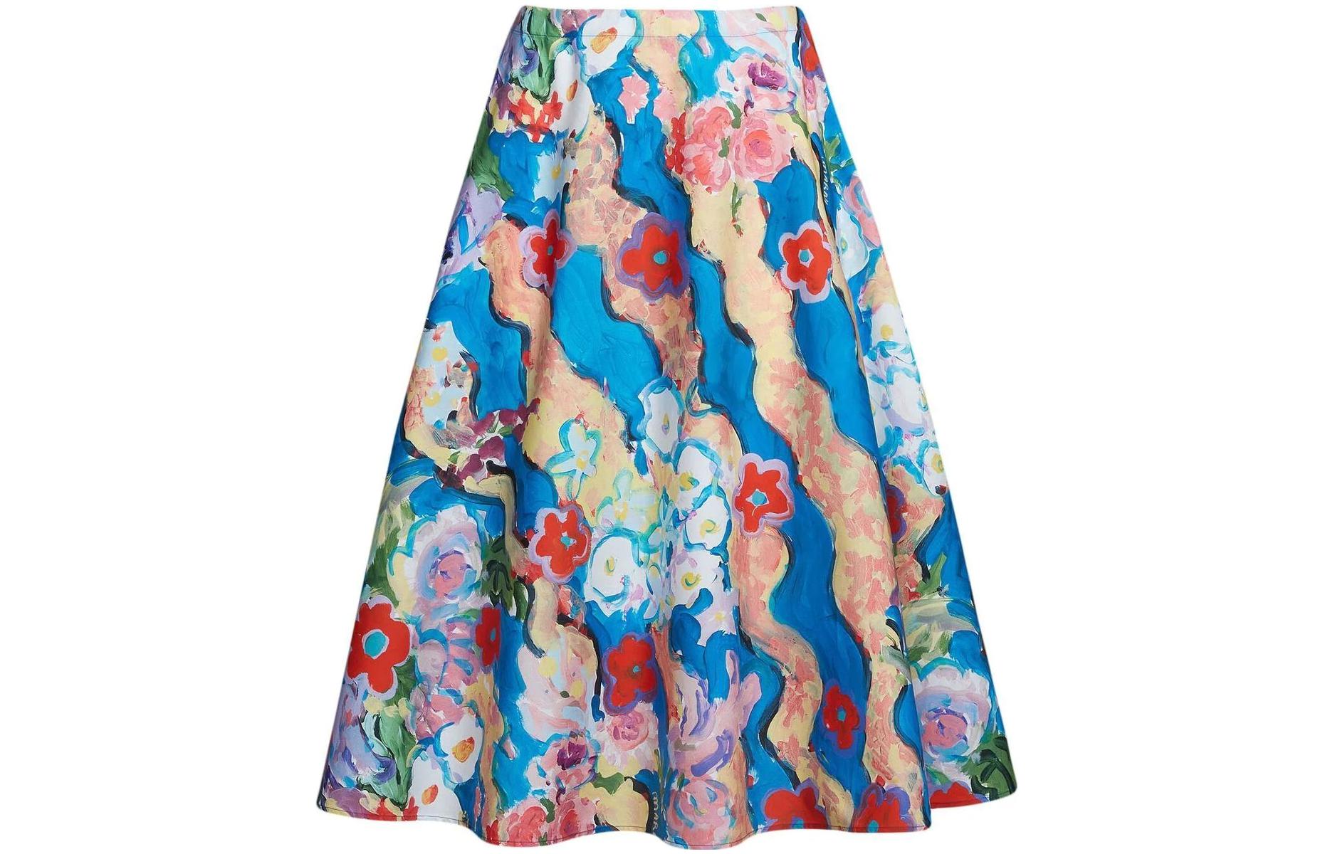 MARNI SS23 Floral High-Waisted Midi Skirt. GOMA0527A0-UTC229-JUB44