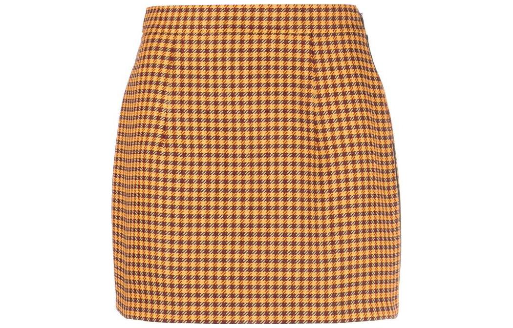 MARNI SS23 Orange Checkered Mid-Rise Slim Fit Skirt. GOMA0553IUUTP730CHR79