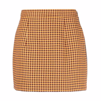MARNI SS23 Orange Checkered Mid-Rise Slim Fit Skirt. GOMA0553IUUTP730CHR79