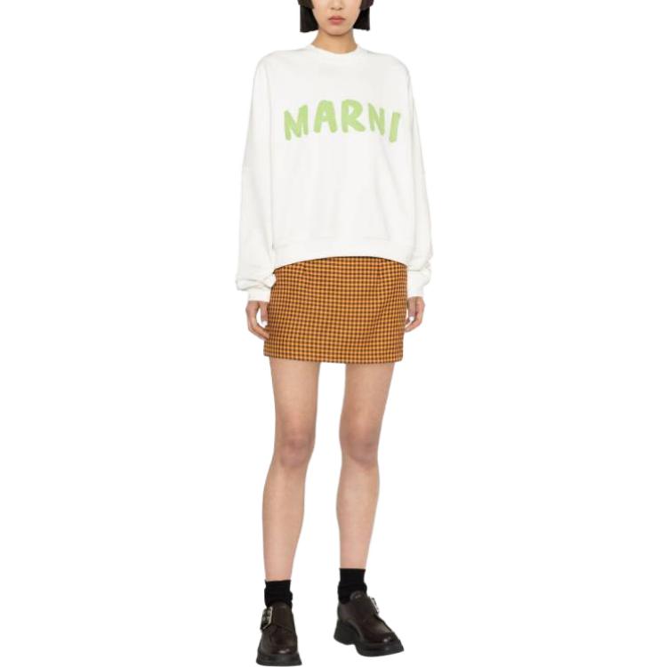 Lookbook MARNI SS23 オレンジ チェック ミッドライズ スリムフィット スカート. GOMA0553IUUTP730CHR79