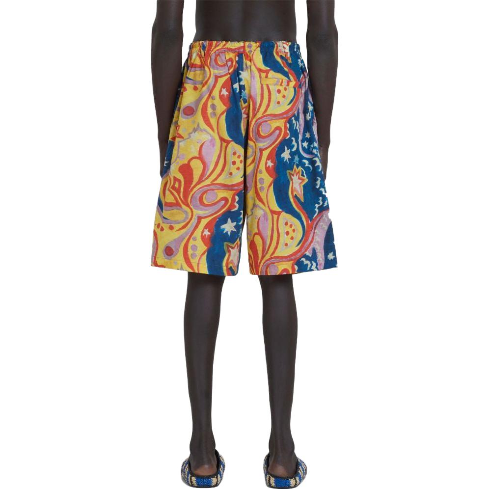 Shop MARNI 男士蓝色图案印花膝上短裤 SS23系列 PUMU0229A0-UTC259-GPB56