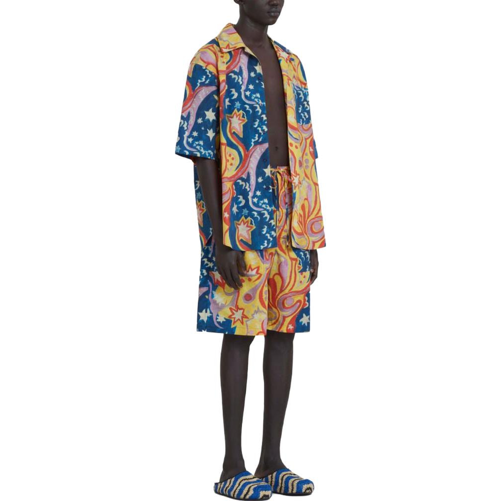 Purchase MARNI 男士蓝色图案印花膝上短裤 SS23系列 PUMU0229A0-UTC259-GPB56