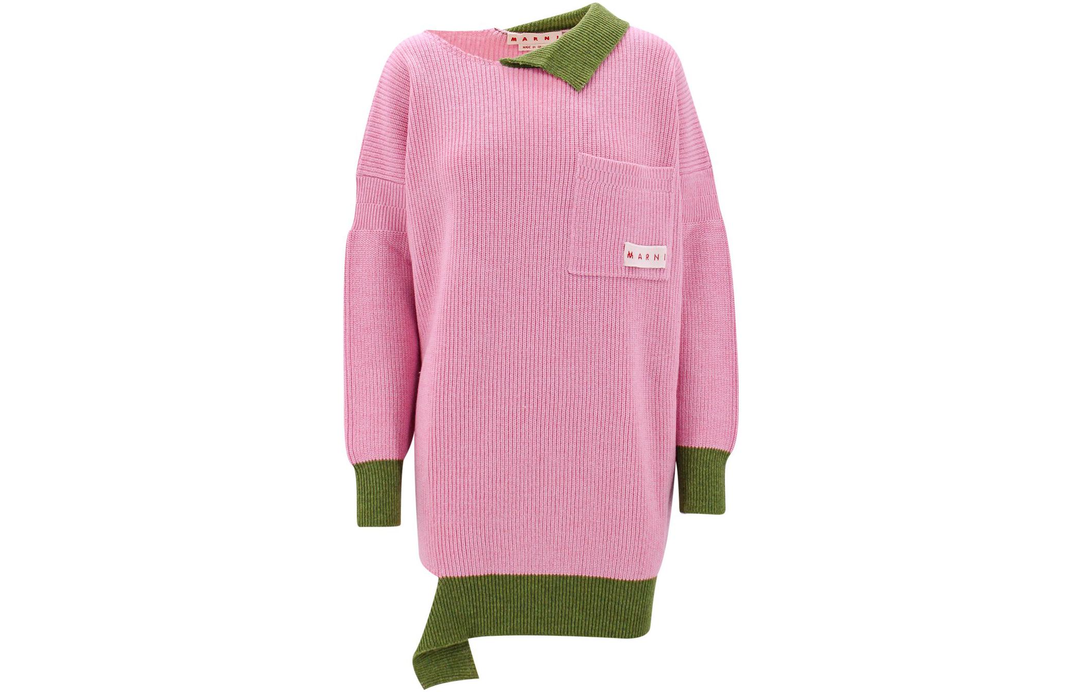 Order マルニ SS23 ピンク ロゴ オーバーサイズ ランタンスリーブ ニットドレス ABMD0111Q1-UFH440-MXC18