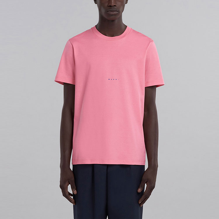 Lookbook マルニ SS23 無地 クルーネック カジュアル 半袖 Tシャツ ピンク ティーシャツ HUMU0198PD-USCS87-LOC37