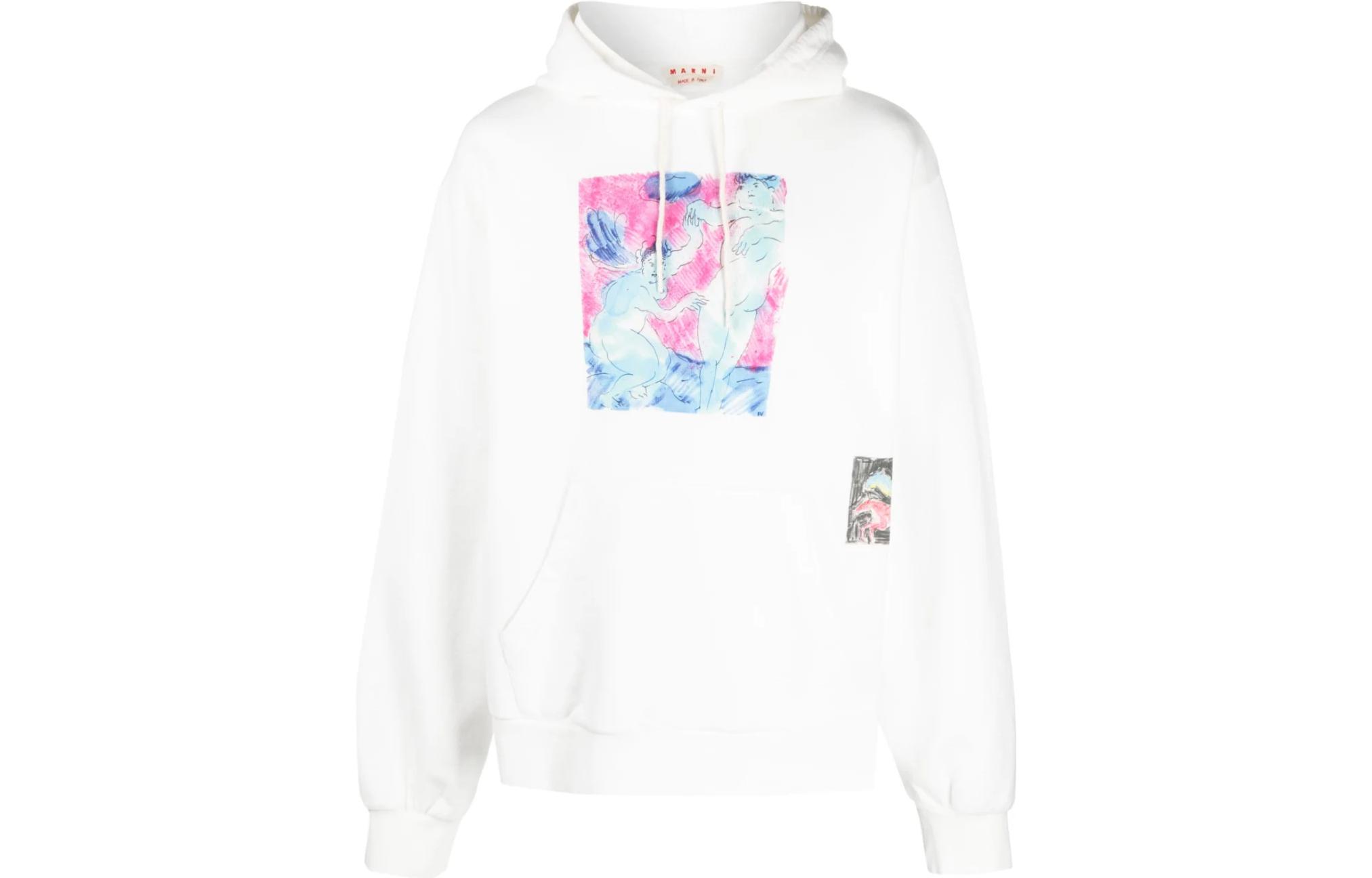 MARNI SS23 White Letter Print Long Sleeve Hoodie FUMU0067PA-USCV20-MWW03