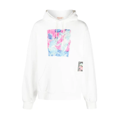 MARNI SS23 White Letter Print Long Sleeve Hoodie FUMU0067PA-USCV20-MWW03
