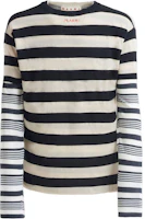 Marni Striped Logo Embroidered Long-Sleeve Sweatshirt Black/White GCMG0404Q0UFC252RGW09 Marni Striped Logo Embroidered Long-Sleeve Sweatshirt Black/White GCMG0404Q0UFC252RGW09