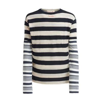 Marni Striped Red Hoodie with Kangaroo Pocket for Men FUMU0073X1UTC321STB94