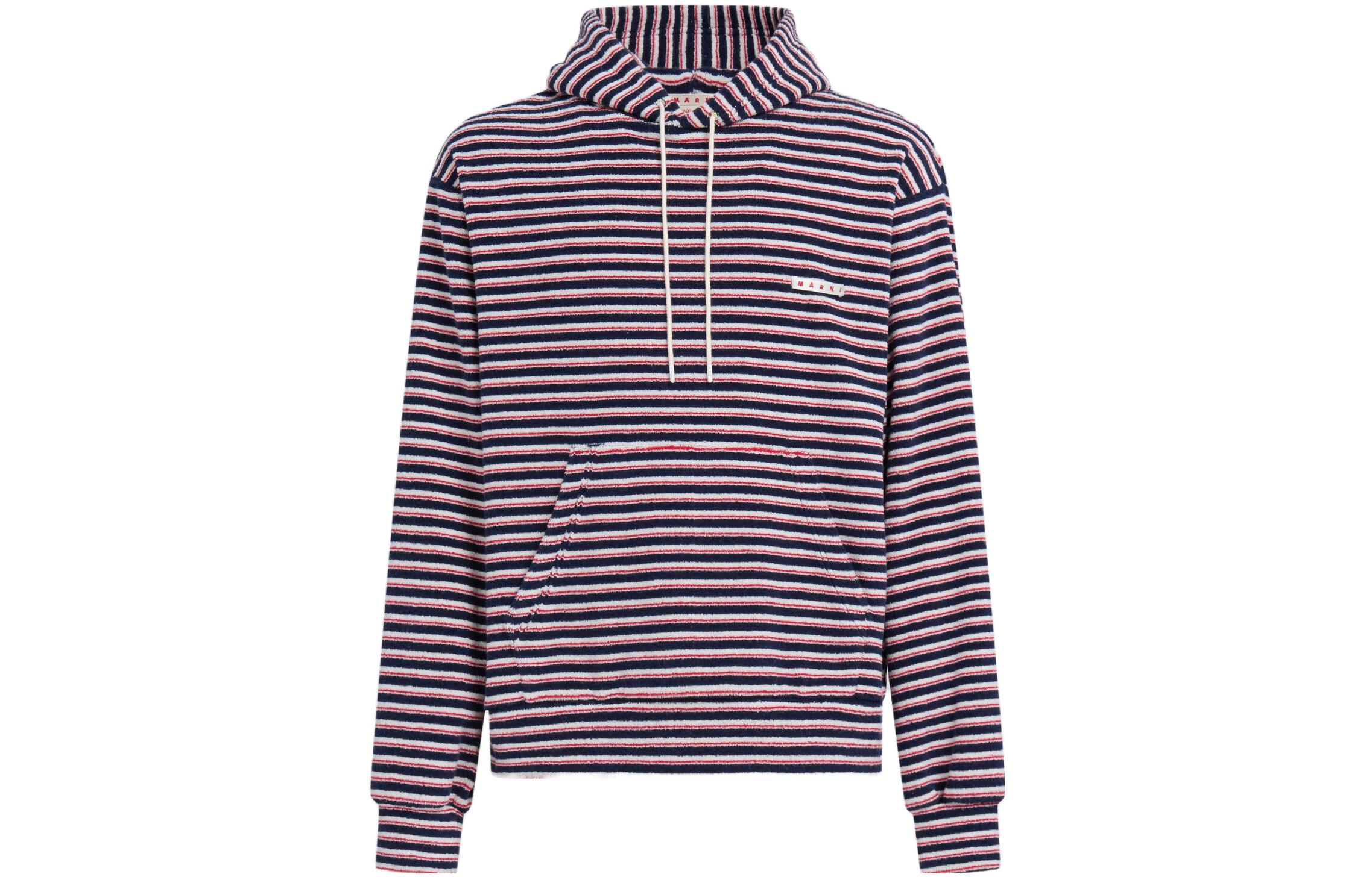 Marni Striped Red Hoodie with Kangaroo Pocket for Men FUMU0073X1UTC321STC13