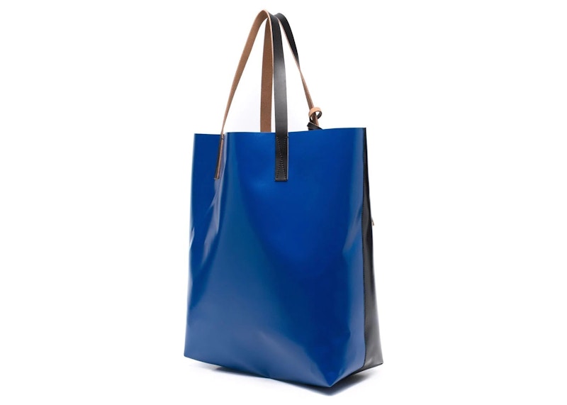 Order Tas Tote Marni Logo Dua Warna Cetak Biru/Hitam