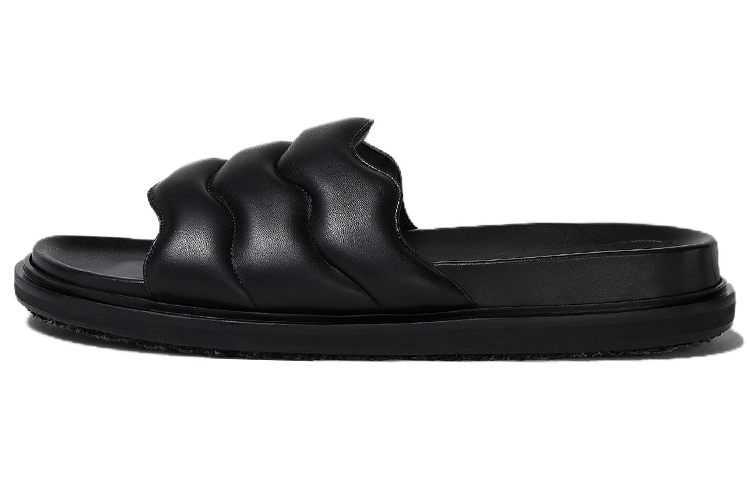 Buy MARNI 皮革 波浪形 露趾 時尚涼鞋 男款 黑色
