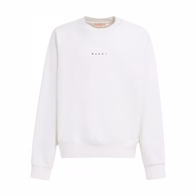 MARNI White Cotton Hoodie with Logo Print FUMU0067PNUSCW60CBW02