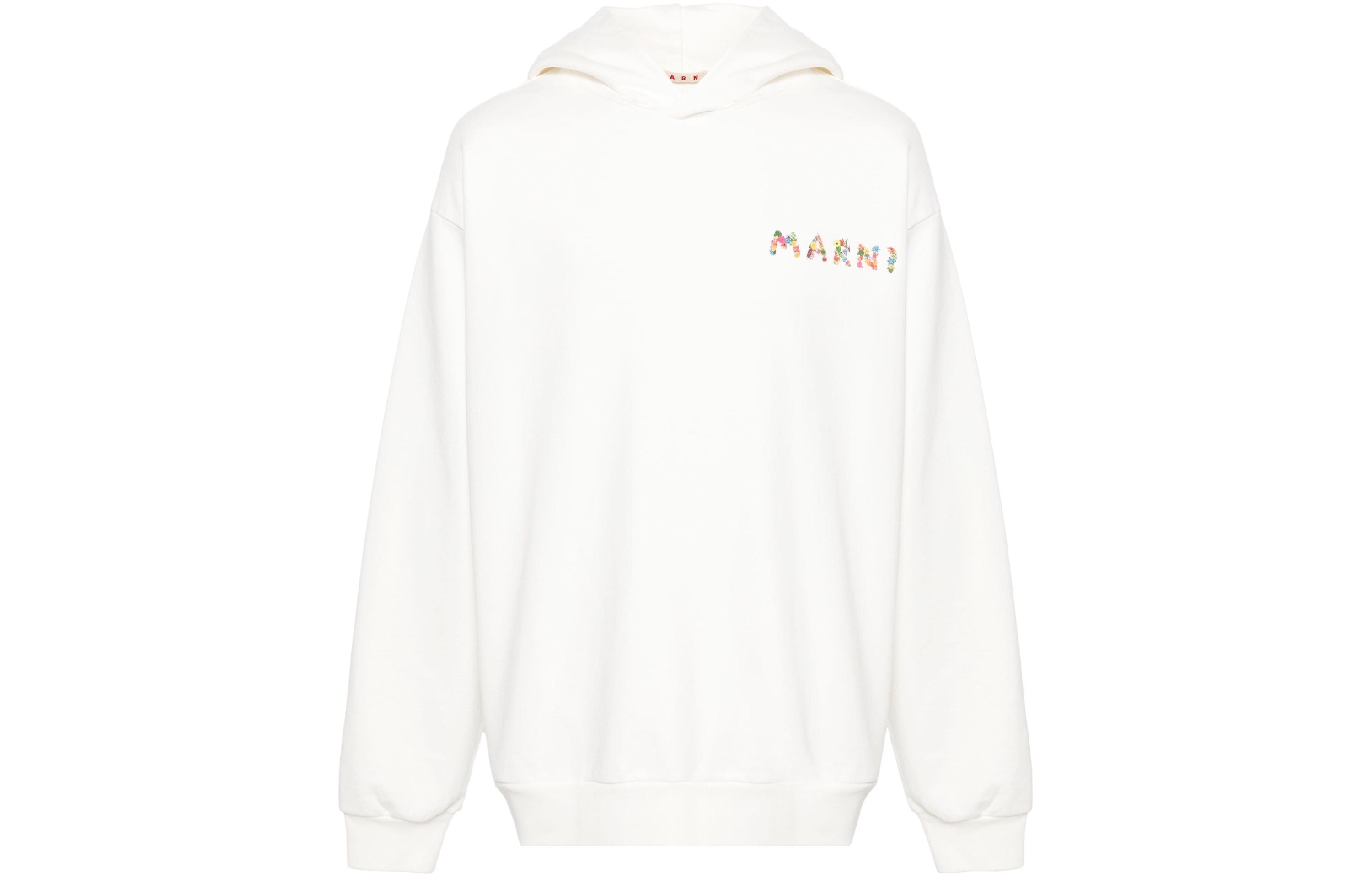 Marni White Crewneck Pullover Sweatshirt with Front Graphic Print POIZON24062190
