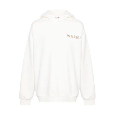 Marni White Crewneck Pullover Sweatshirt with Front Graphic Print POIZON24062190