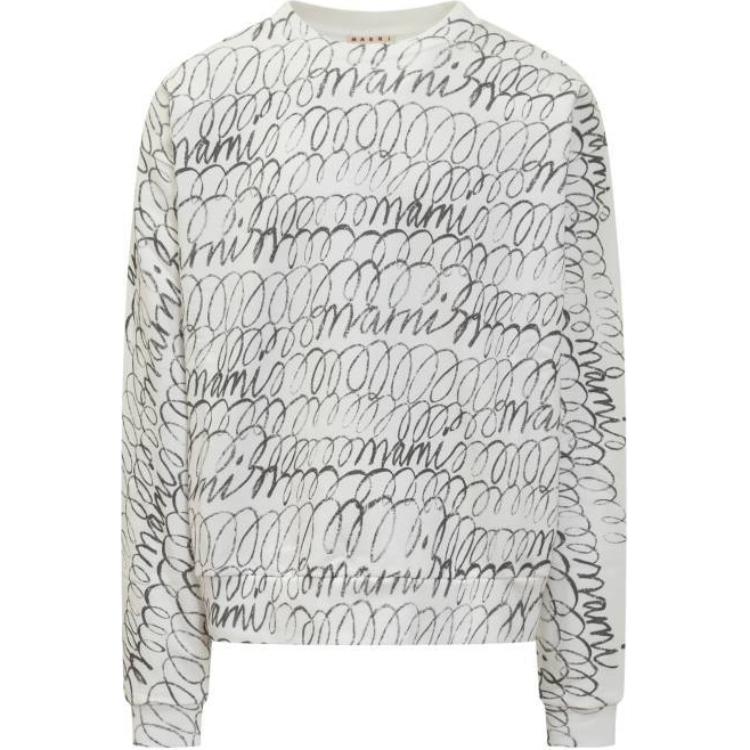 MARNI White Crewneck Sweatshirt with Letter Print Long Sleeves FUMU0074P2USCV15