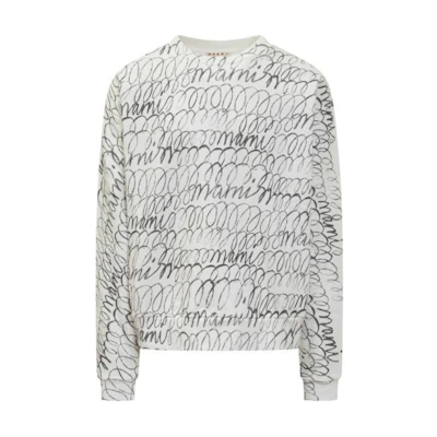 MARNI White Crewneck Sweatshirt with Letter Print Long Sleeves FUMU0074P2USCV15