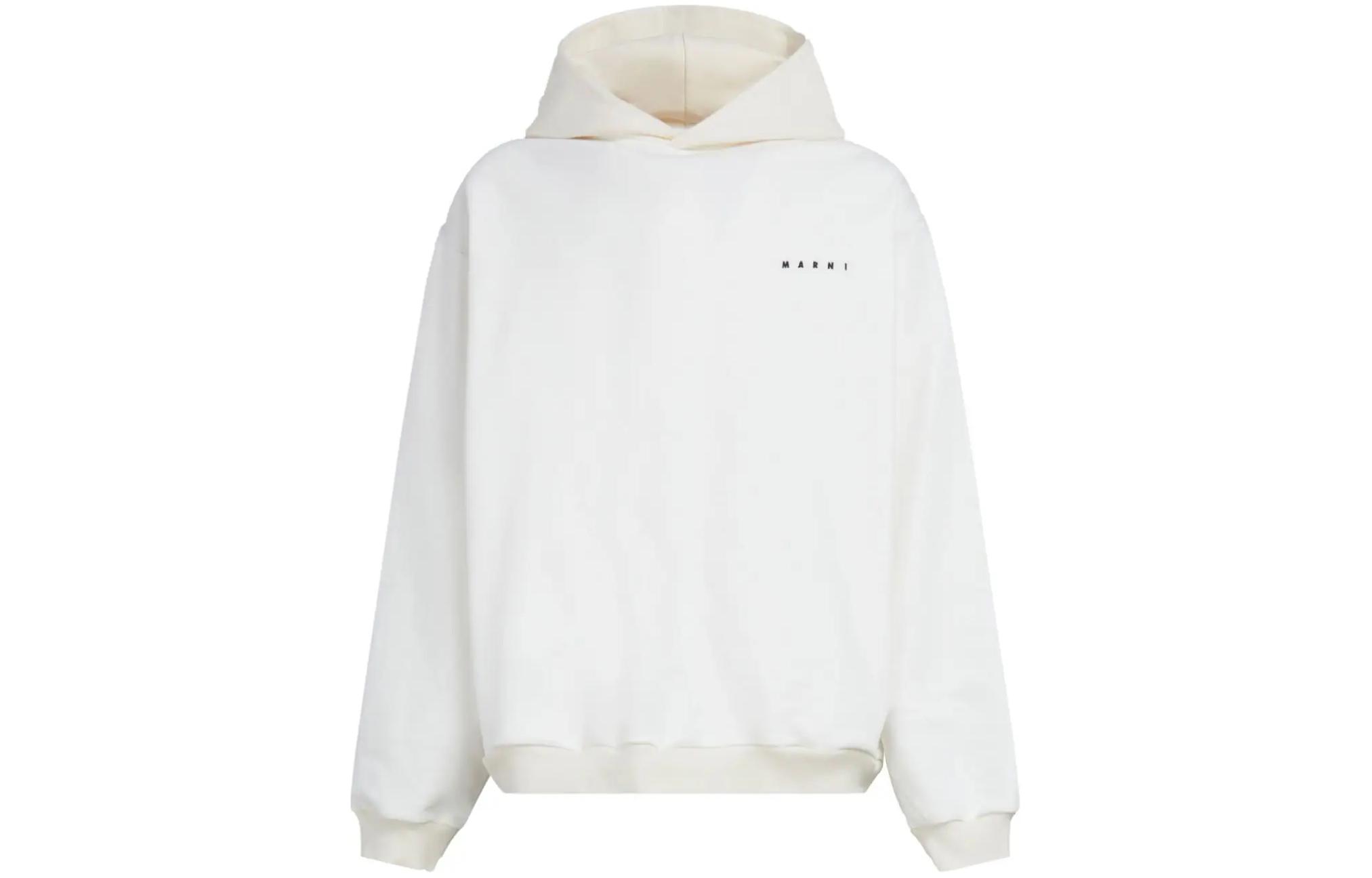 MARNI White Hoodie with Letter Print and Drop-Shoulder Design FUMU0067PIUSCW20FWW02