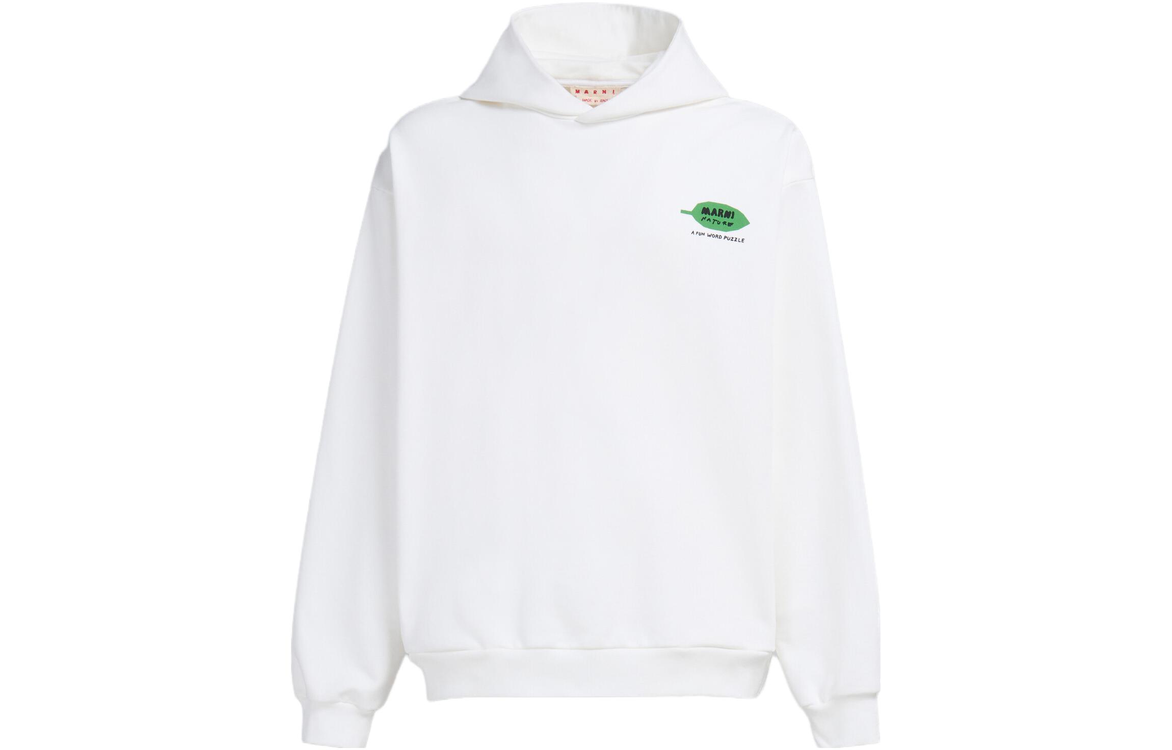 MARNI White Hoodie with Letter Print Casual Long Sleeves FUMU0067PLUSCW17DFW02