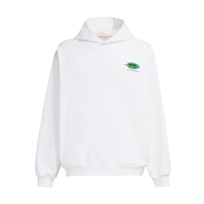 MARNI White Hoodie with Letter Print Casual Long Sleeves FUMU0067PLUSCW17DFW02
