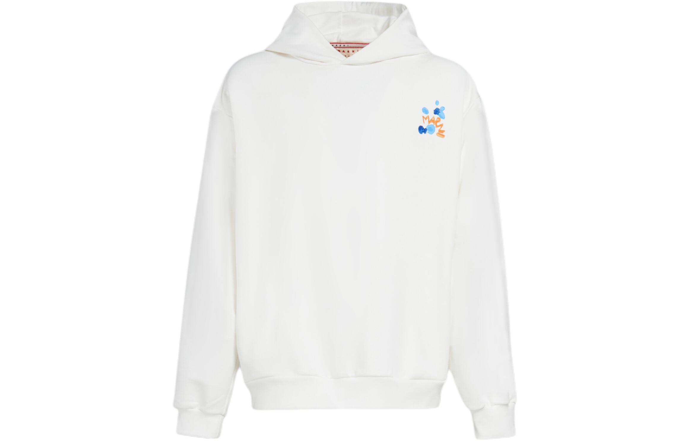 MARNI White Hoodie with Oversized Fit and Logo Print FUMU0137P0USCW98-WHITE