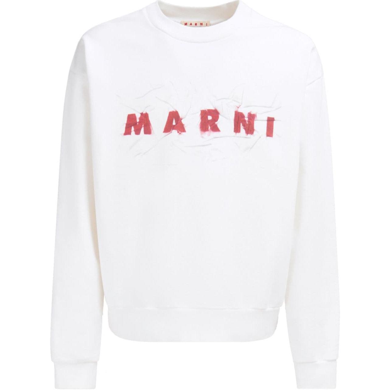 MARNI White Striped Crewneck Long-Sleeve Sweatshirt HUMU0252Q-XUTC017-00W01