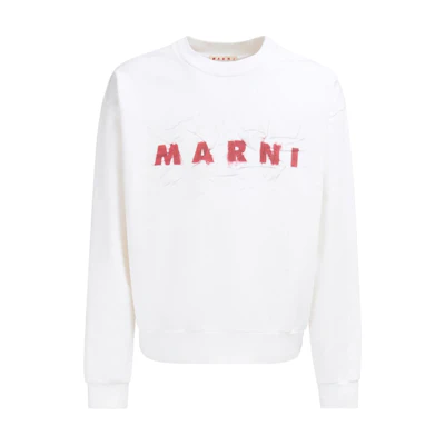 MARNI White Striped Crewneck Long-Sleeve Sweatshirt HUMU0252Q-XUTC017-00W01