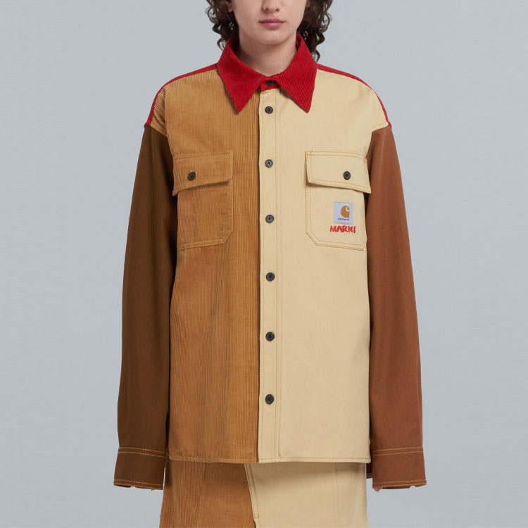 MARNI Carhartt WIP Unisex Logo Patchwork Single-Breasted Khaki Jacket. CAMA031301UTX00400M37 圖 3