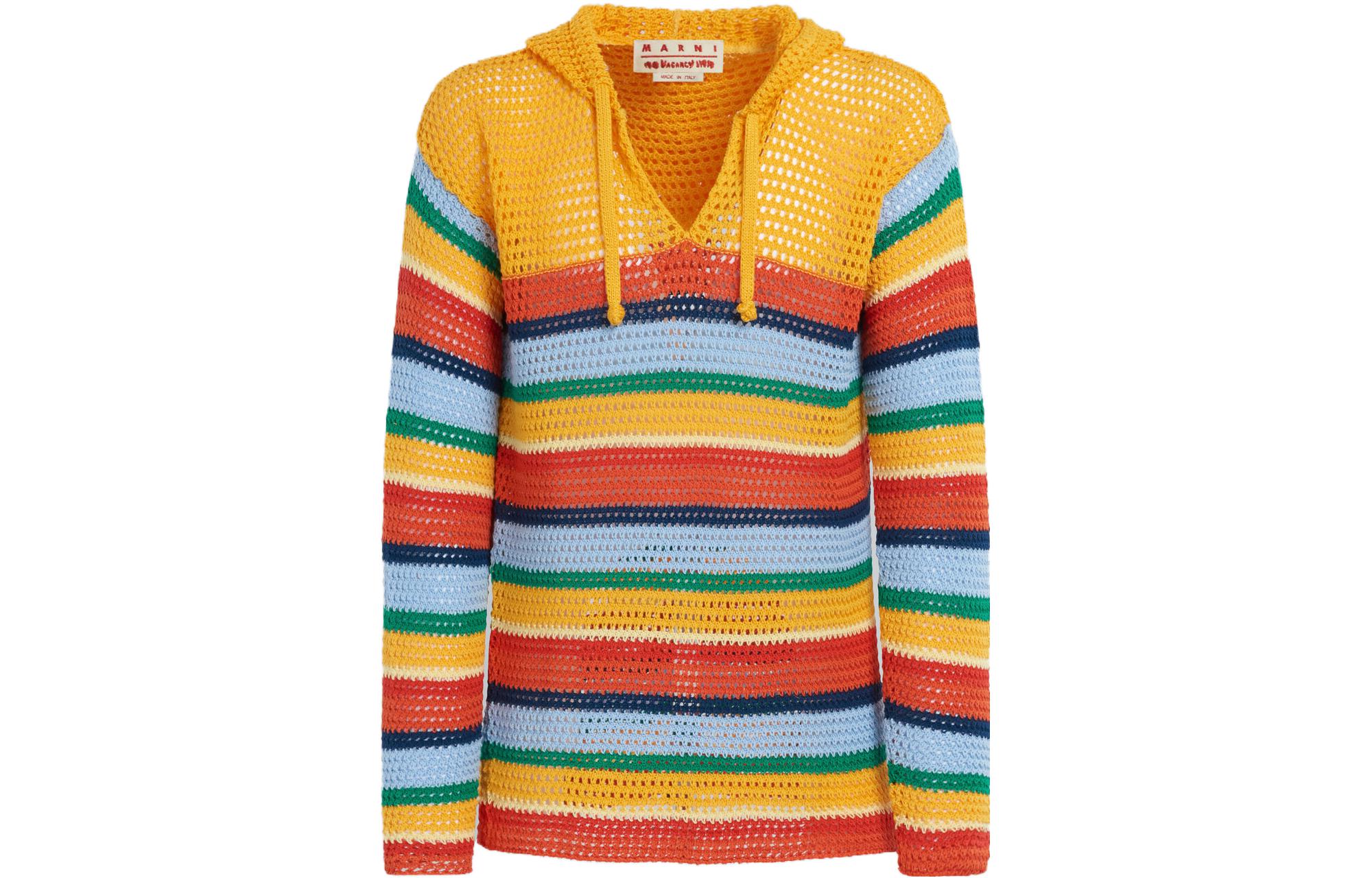 MARNI x No Vacancy Inn SS23  Colorful Striped Knit Hoodie Orange. GCMG0326Q0UFCB1600X99