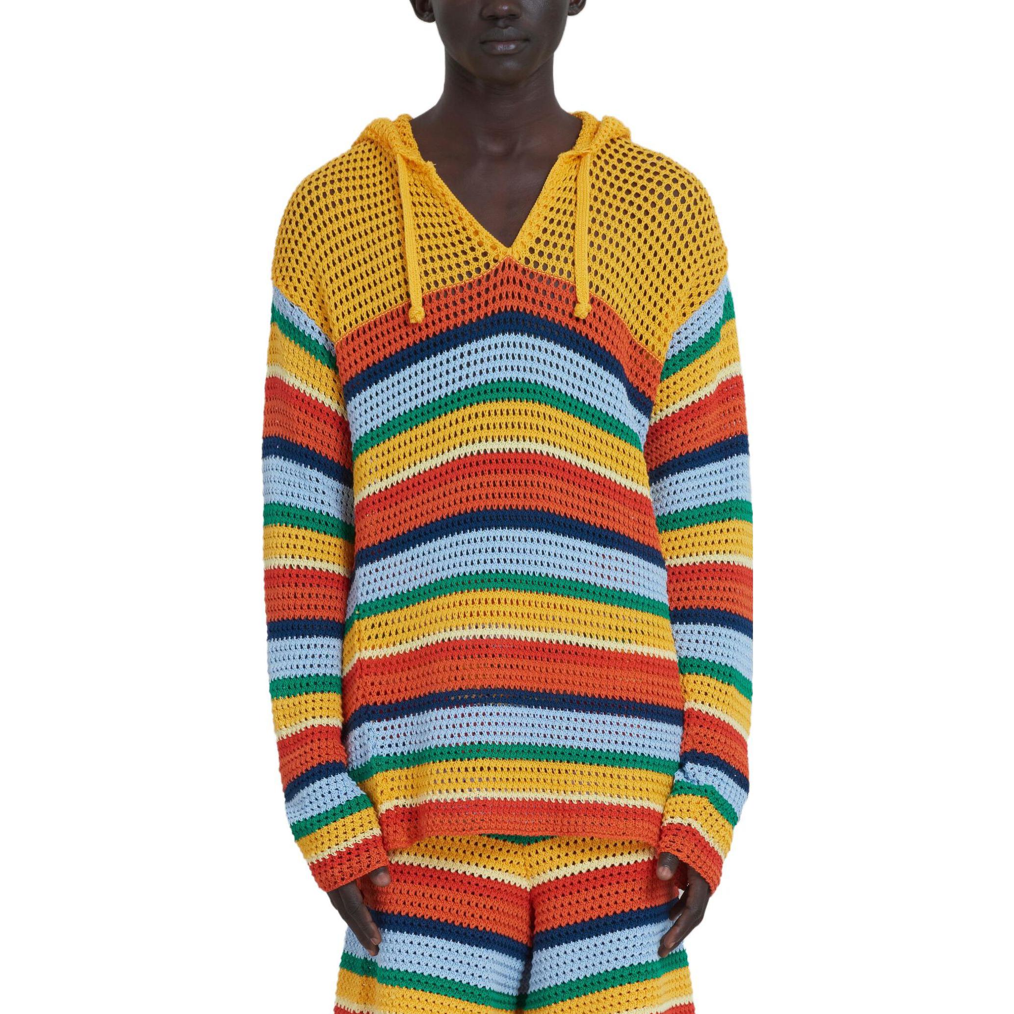 Purchase 마르니 x 노베이컨시 인 SS23 컬러풀 스트라이프 니트 후디 오렌지. GCMG0326Q0UFCB1600X99