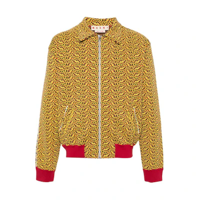 MARNI Yellow Logo Print Oversized Hoodie for Men FUMU0067PLUSCW17-YELLOW